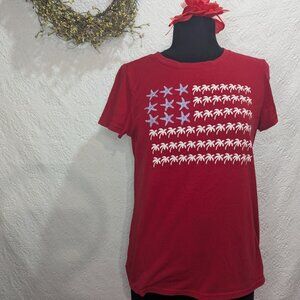 Top - T-shirt - Unbranded -  Sz S – Red white and blue American Flag